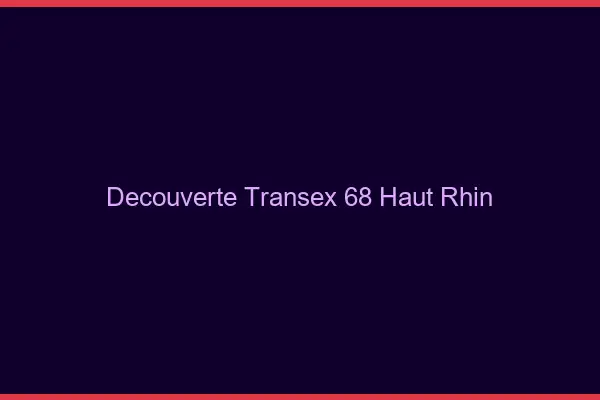 Découverte Transex 68 Haut Rhin